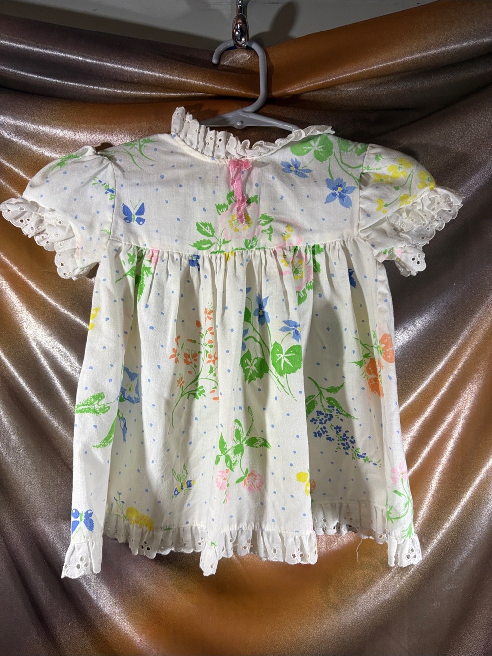 Vintage J.C. Penney Toddle Time White Baby Dress with Pastel Floral 411